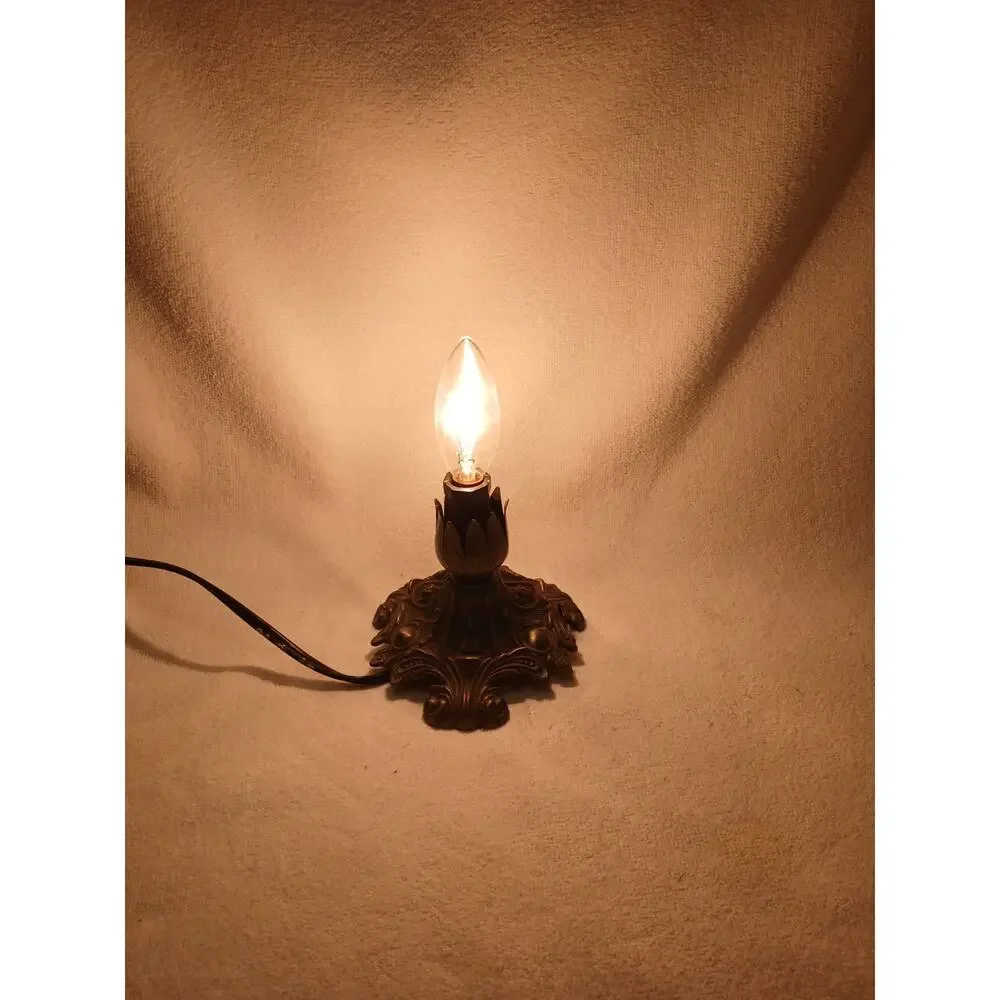 Art Nouveau Fluted Tulip Table Boudoir Lamp Metal Missing Tulip Glass Victorian